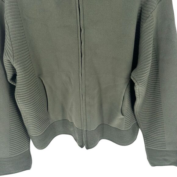 Pleats Please Issey Miyake Sweater Womens 3 Green Cardigan Hooded Zip Casual - Picture 5 of 13